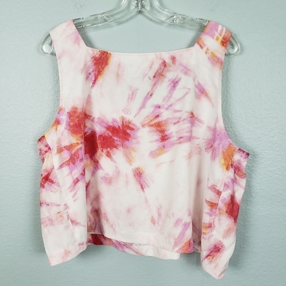 ANN TAYLOR Tie Dye Cropped Square Neck Tank Top Sz XL - Picture 4 of 6